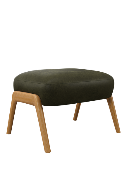 John Lewis Hendricks Leather Footstool, Light Leg, Demetra Green