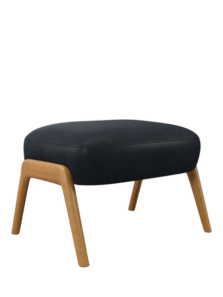 John Lewis Hendricks Leather Footstool, Light Leg, Vintage Jeans
