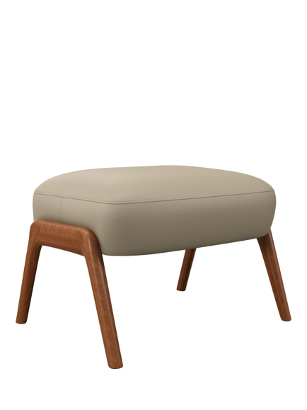 John Lewis Hendricks Leather Footstool, Dark Leg, Matt Pearl