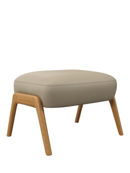 John Lewis Hendricks Leather Footstool, Light Leg, Matt Pearl