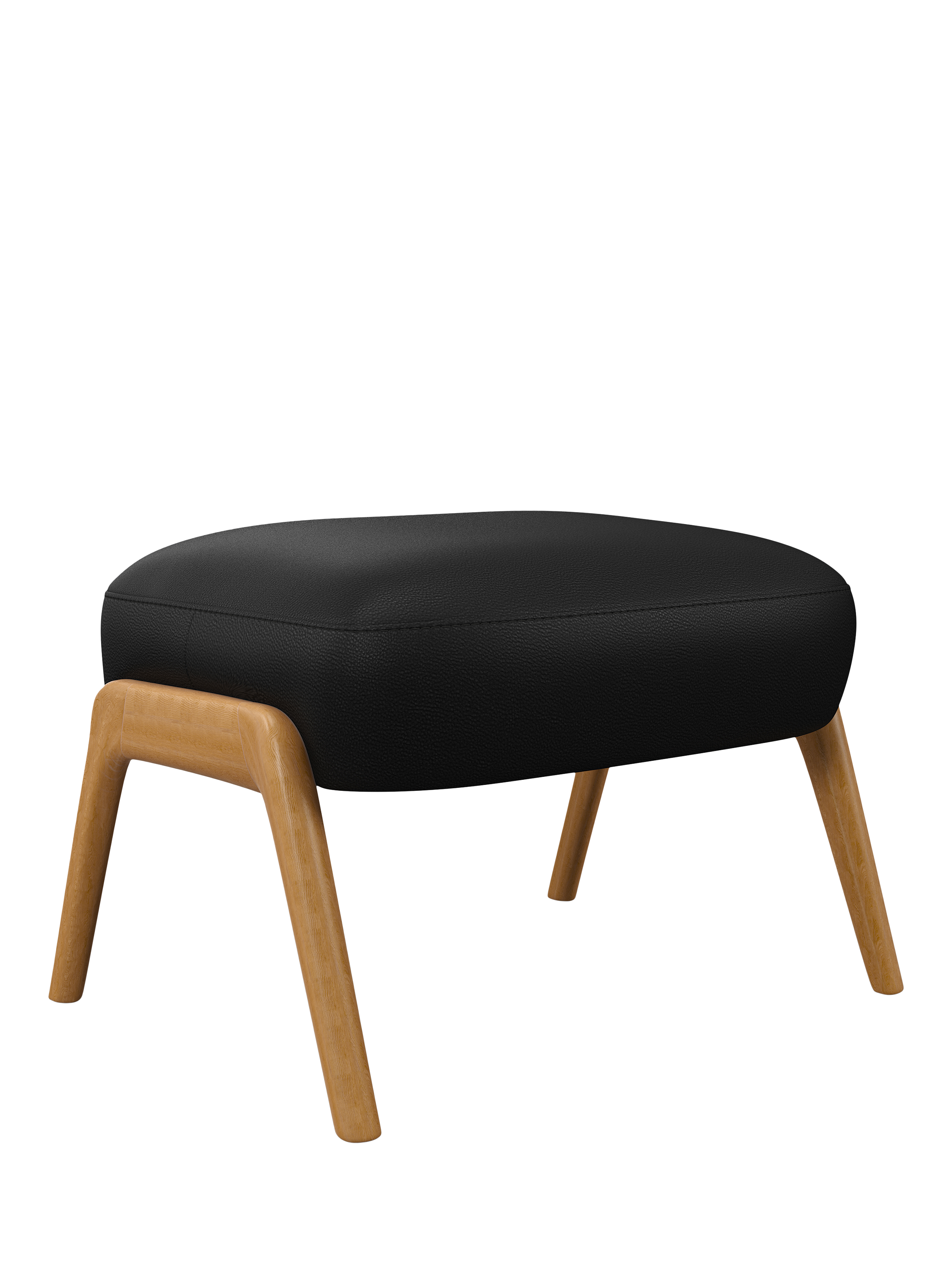 Hendricks Range, John Lewis Hendricks Leather Footstool, Light Leg, Matt Black