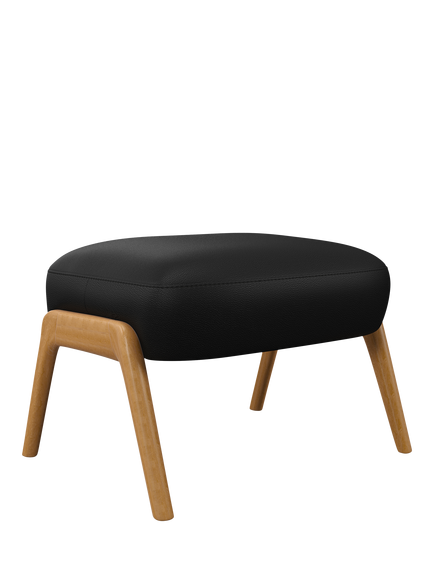 John Lewis Hendricks Leather Footstool, Light Leg, Matt Black
