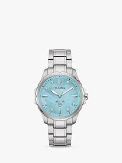 Bulova Marine Star 96P248 Women's Watch, Silver/Blue, Silver/Blue
