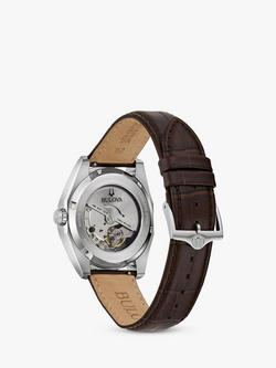 Bulova 96B427 Men's Surveyor Automatic Date Leather Strap Watch, Brown/Green - view 2, Brown/Green