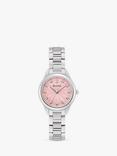 Bulova 96P249 Women's Sutton Diamond Bracelet Strap Watch, Silver/Pink