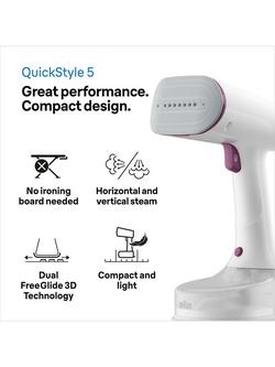 Braun GS5011 Clothes Steamer, White - view 2, White