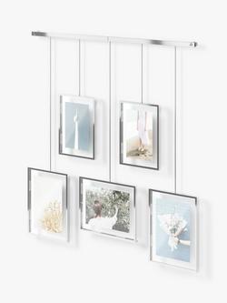 Umbra Exhibit Multi Hanging Photo Frame Display, 5 Photo, Chrome, Chrome