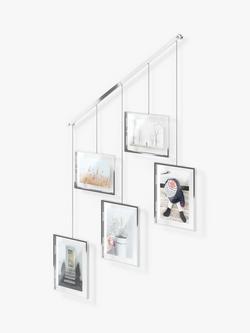 Umbra Exhibit Multi Hanging Photo Frame Display, 5 Photo, Chrome - view 2, Chrome