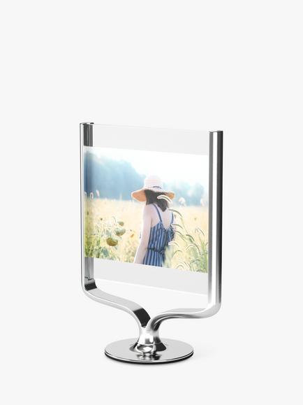 Umbra Wishbone Desk Double Sided Wood Photo Frame, 4 x 6" (10 x 15cm), Chrome