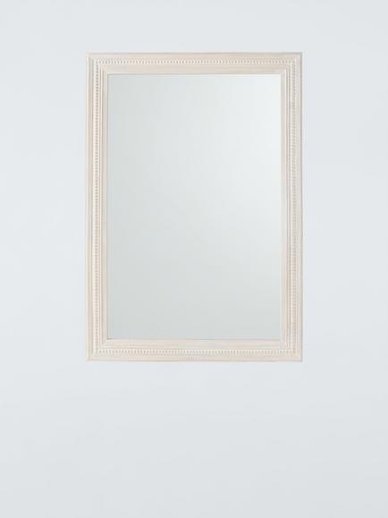 John Lewis Hand-Carved Coastal Wood Frame Rectangular Wall Mirror, 100 x 70cm, White Wash, White Wash Finish