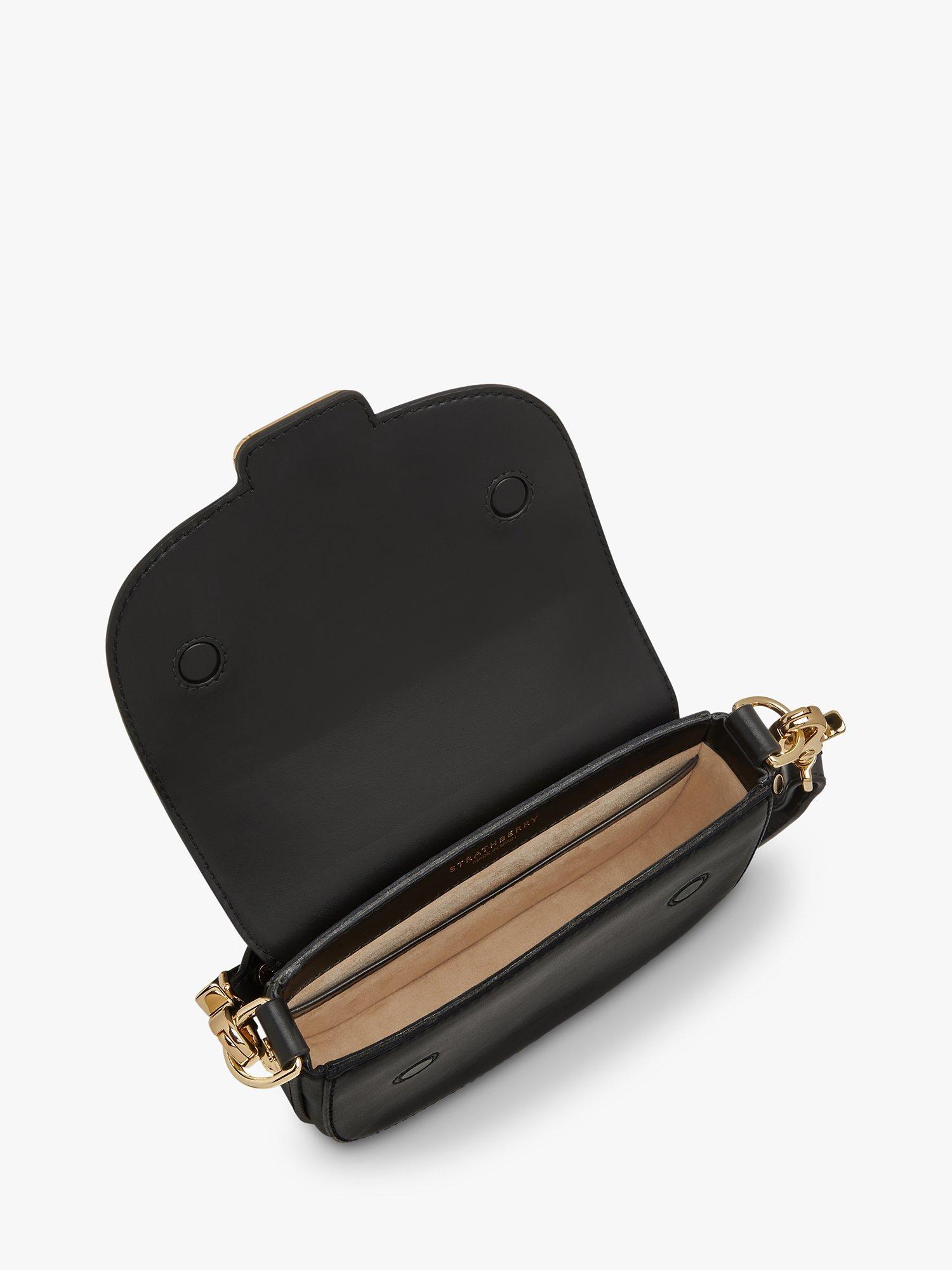Product image 3 of 4, which shows Strathberry Leather Bay Mini cross Body Bag, Black