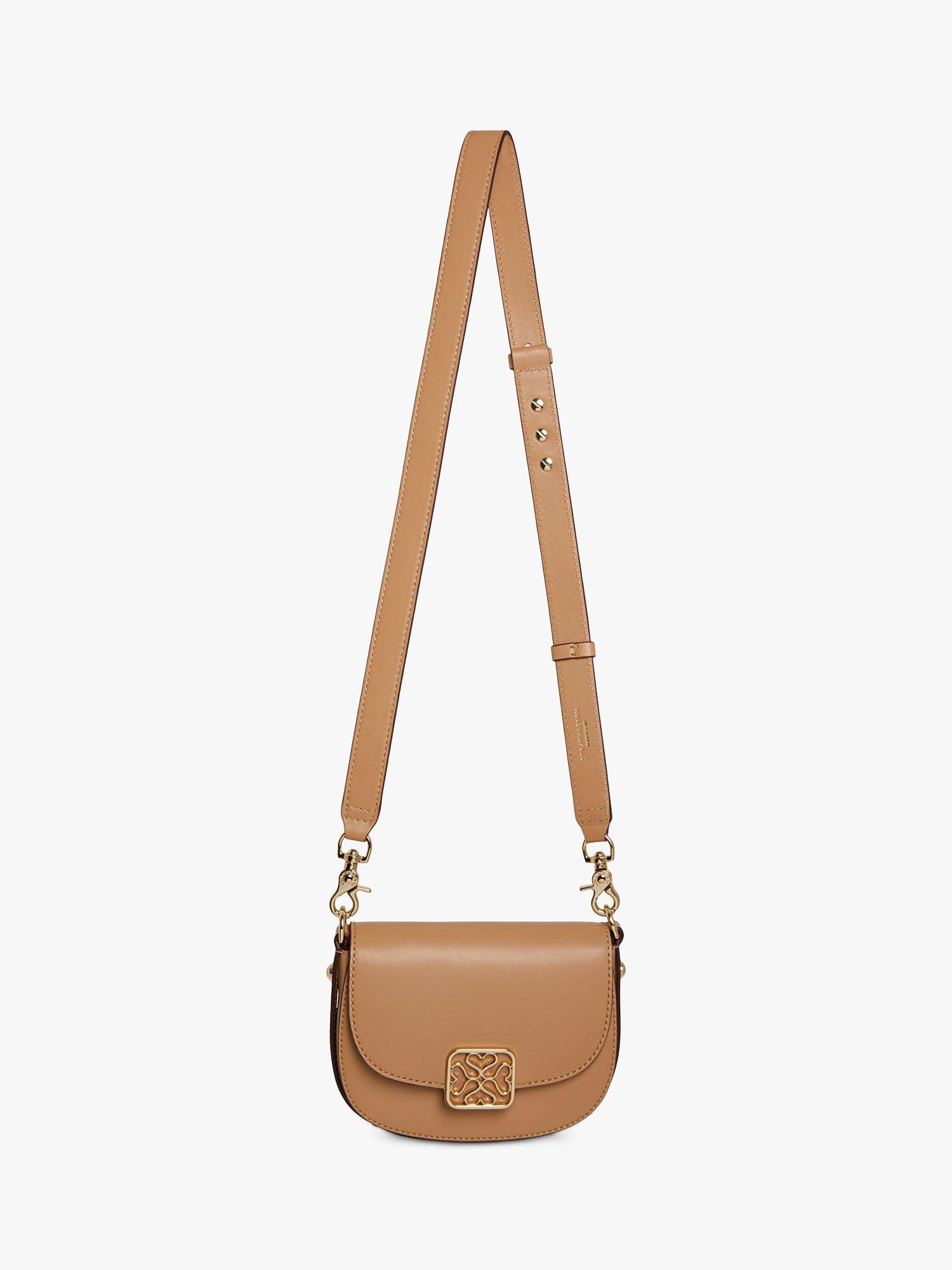 Product image 1 of 5, which shows Strathberry Leather Bay Mini cross Body Bag, Caramel