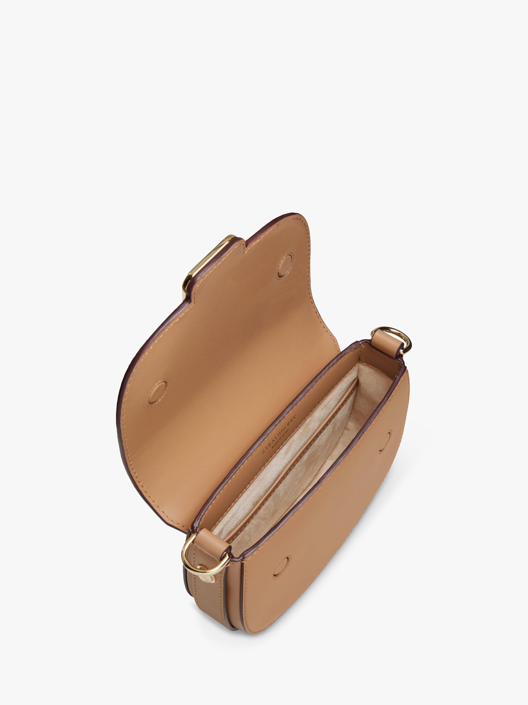 Product image 4 of 5, which shows Strathberry Leather Bay Mini cross Body Bag, Caramel