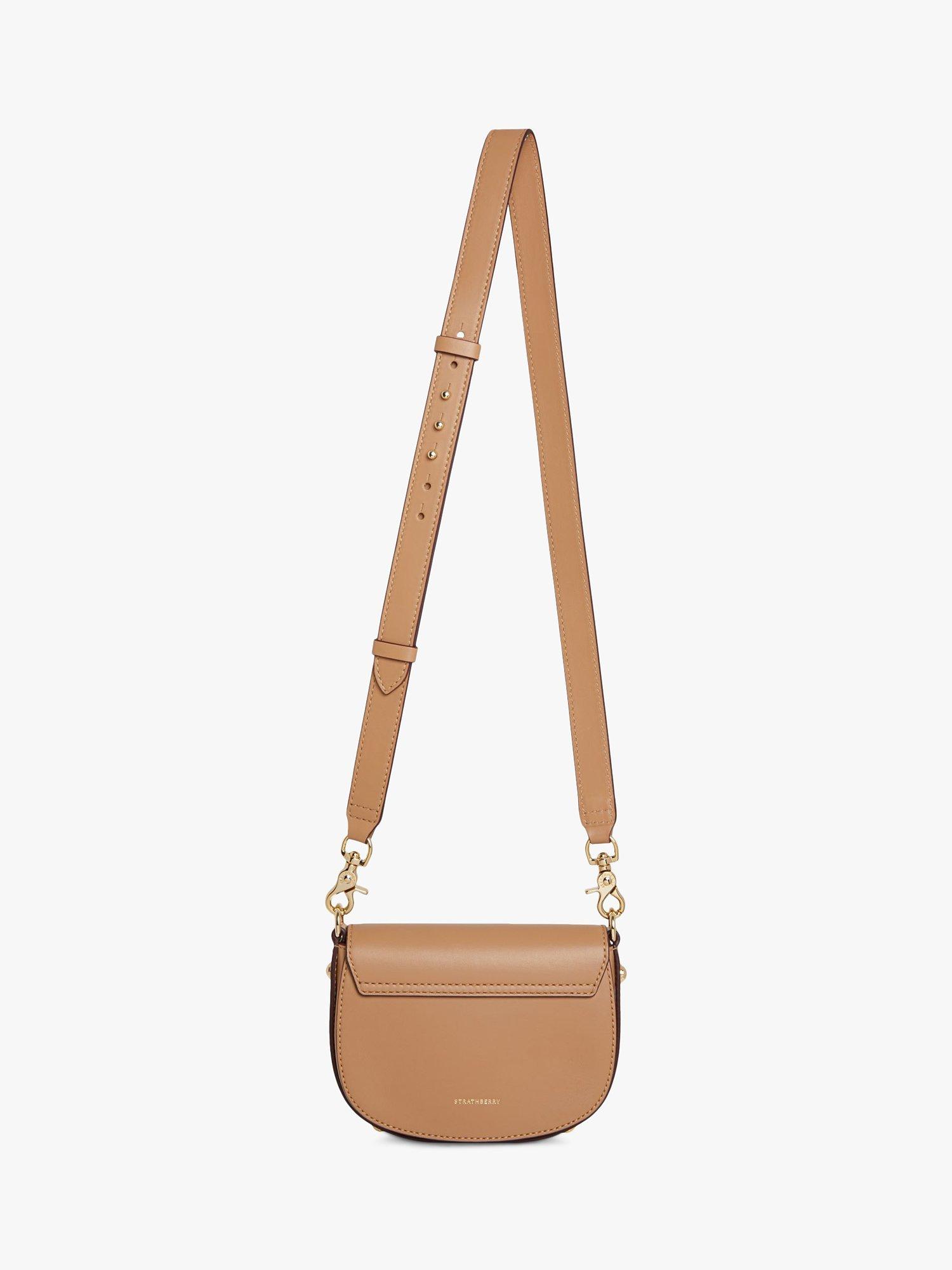 Product image 5 of 5, which shows Strathberry Leather Bay Mini cross Body Bag, Caramel