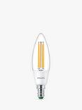 Philips Ultra Efficient 2.3W E14 LED Candle Bulb, Pack of 2, White/Clear