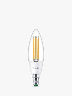 Philips Ultra Efficient 2.3W E14 LED Candle Bulb, Pack of 2, White/Clear - view 2, White