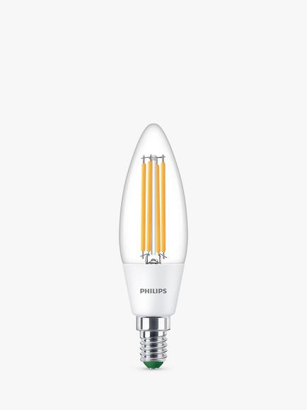 Philips Ultra Efficient 2.3W E14 LED Candle Bulb, Pack of 2, White/Clear - view 2, White
