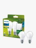 Philips Ultra Efficient 60W A60 E27 LED Classic Bulb, Pack of 2, Warm White