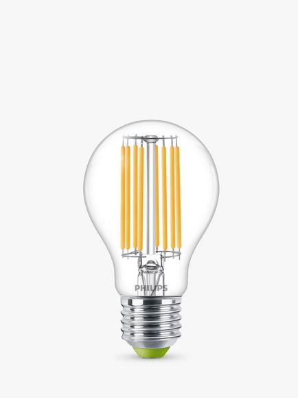 Philips Ultra Efficient 4W E27 LED Classic Bulb, Pack of 2, Warm White/Clear - view 2, Warm White/Clear
