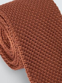 John Lewis Knitted Tie - view 2, Dark Orange