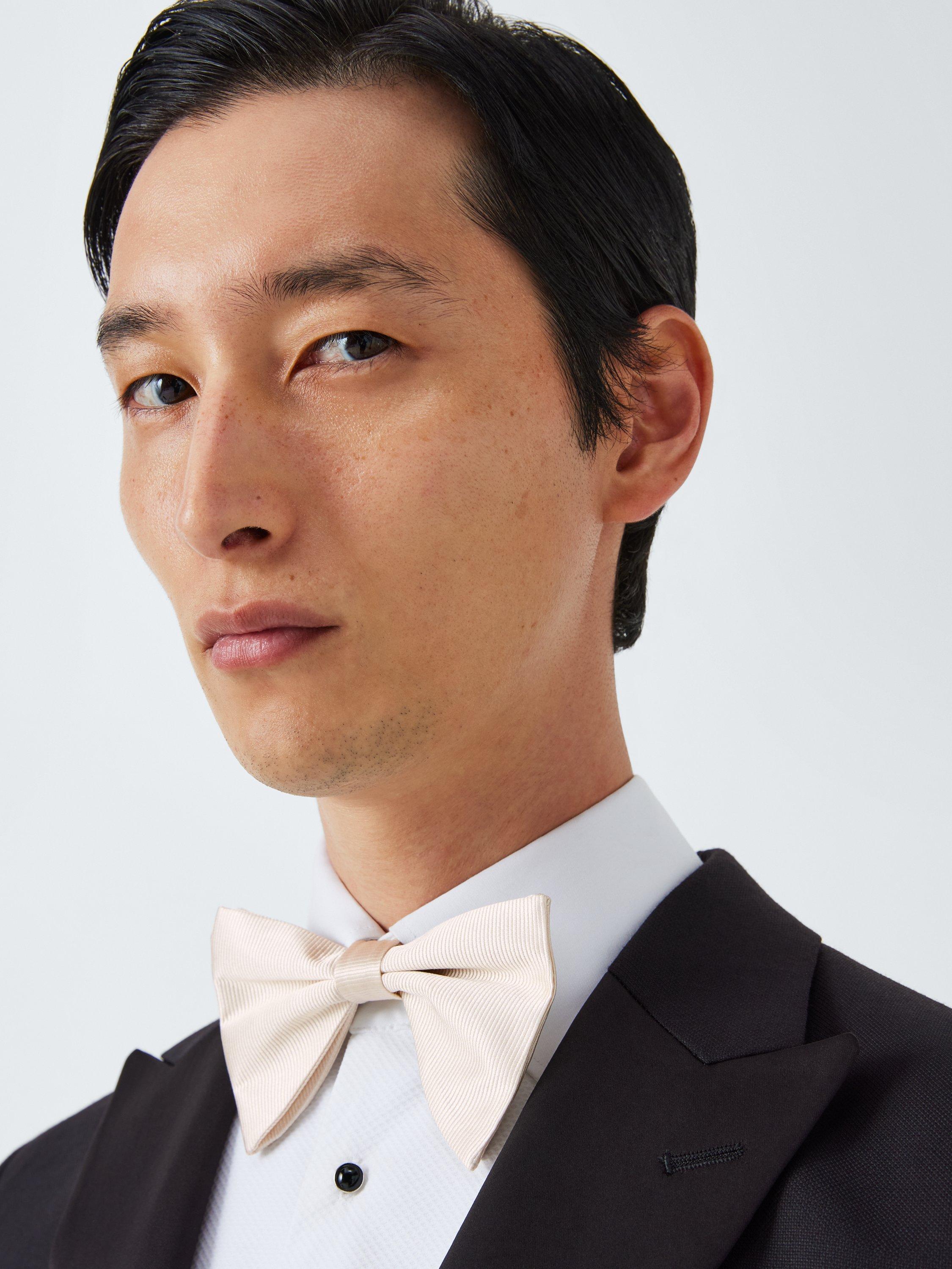 Product image 4 of 4, which shows John Lewis Textured Silk Ready Tied Bow Tie, Champagne
