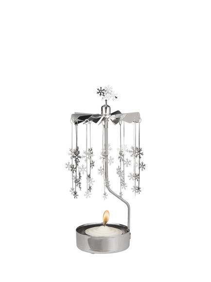 Pluto Produkter Snowflakes Spinner Tealight Candle Holder, Silver, 