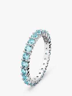 Swarovski Matrix Round Crystal Eternity Ring, Silver/Blue - view 2, Silver/Blue