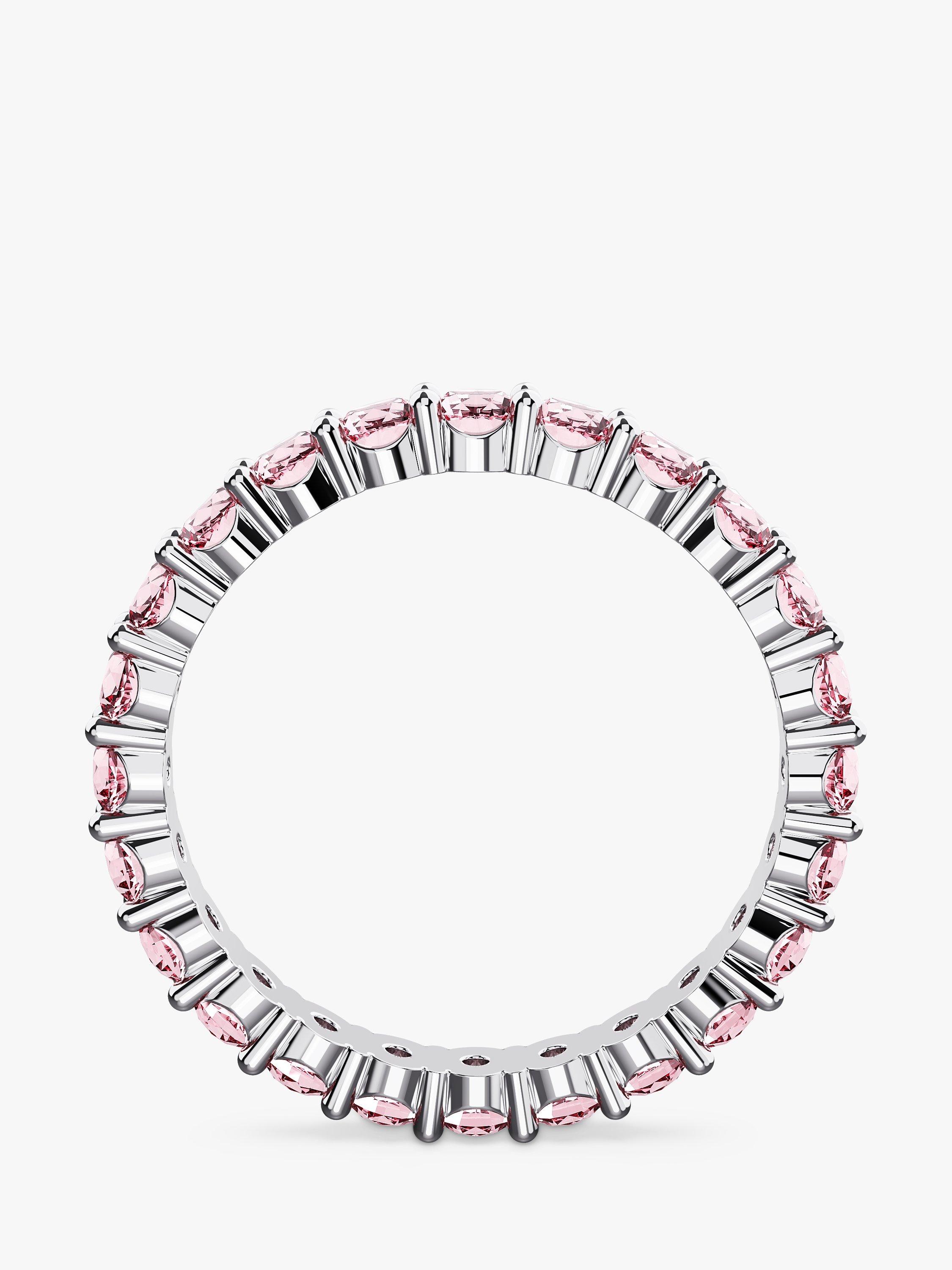 Swarovski Matrix Round Crystal Ring, Silver/Pink
