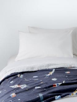 John Lewis Kids' Space Print Fleece Blanket, Navy, Navy
