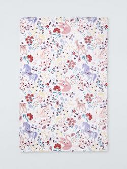 John Lewis Kids' Unicorn Print Fleece Blanket, Pink/Multi - view 2, Pink Mulit
