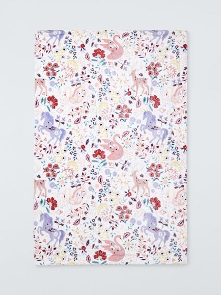 John Lewis Kids' Unicorn Print Fleece Blanket, Pink/Multi - view 2, Pink Mulit