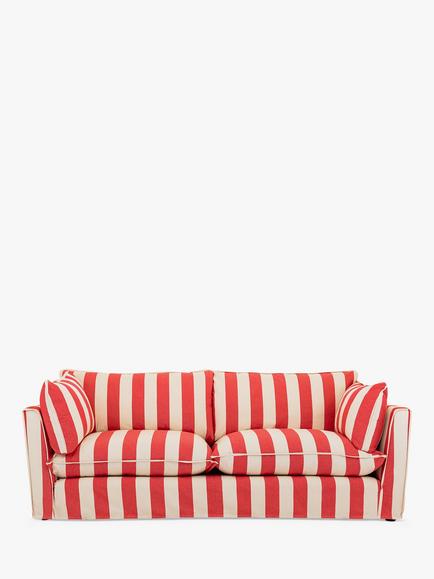 John Lewis x Sophie Conran Cocobella Large Sofa, Light Leg, Petunia Red Stripe