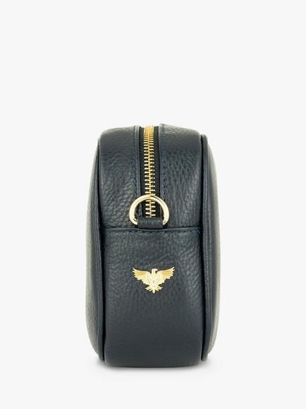 Apatchy London Leather & Canvas Strap Crossbody Bag, Navy - view 2, Navy