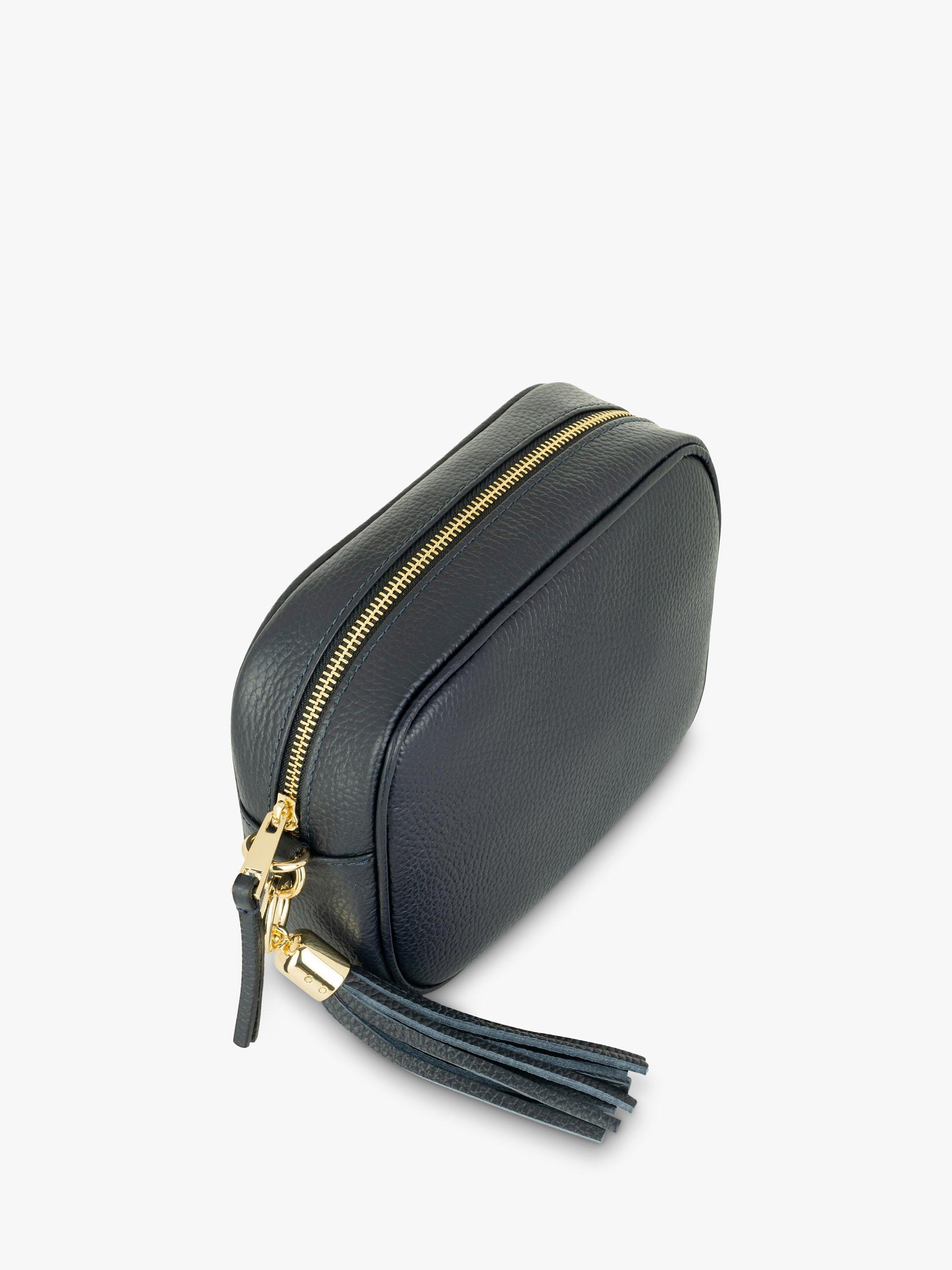 Product image 3 of 5, which shows Apatchy London Leather & Canvas Strap Crossbody Bag, Navy