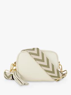 Apatchy London Arrow Strap Leather Crossbody Bag, Stone, Stone