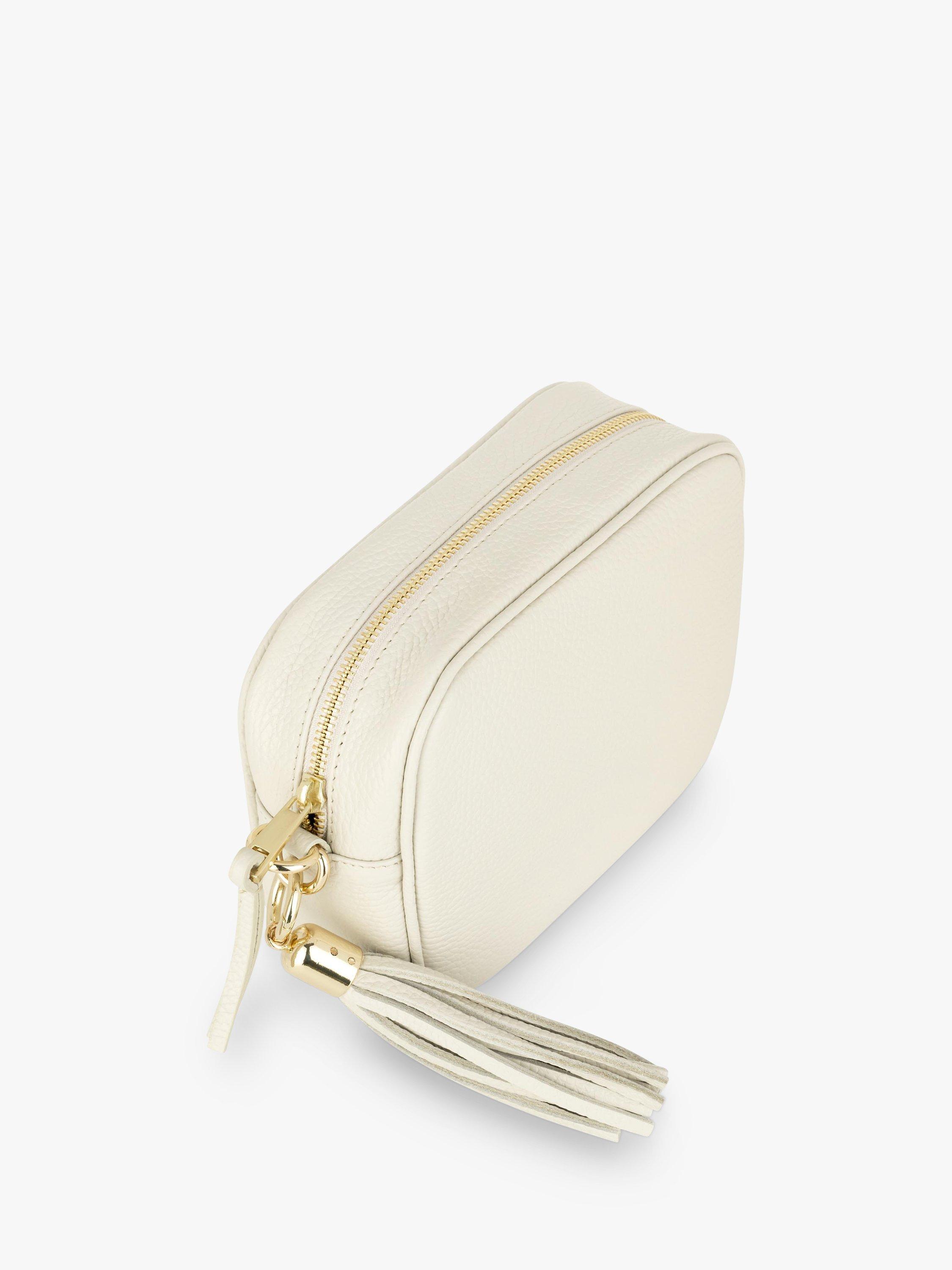 Product image 3 of 5, which shows Apatchy London Zigzag Strap Leather Crossbody Bag, Stone
