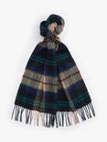 Barbour Wool Cashmere Tartan Scarf, Green Loch