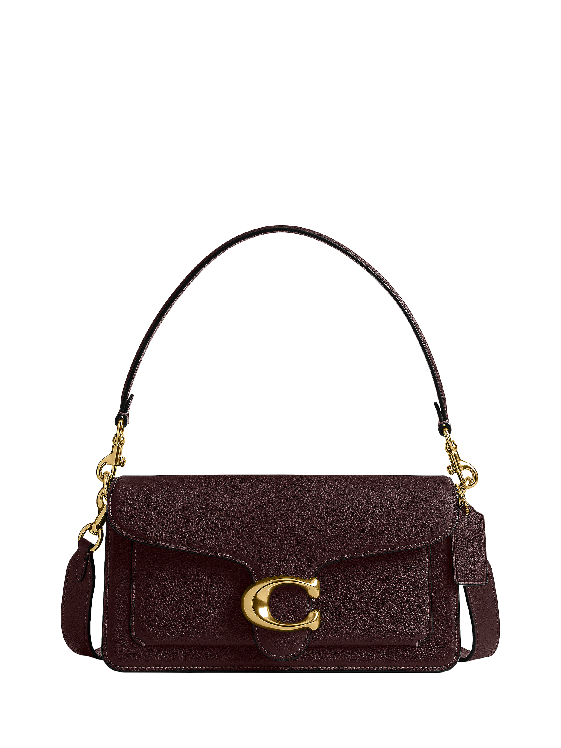 Product image 1 of 3, which shows Coach Tabby 26 Pebbled Leather Shoulder Bag, Merlot