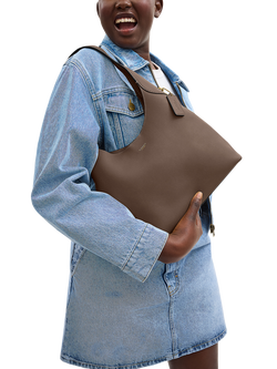 Coach Brooklyn 28 Leather Shoulder Bag - view 2, Dark Stone