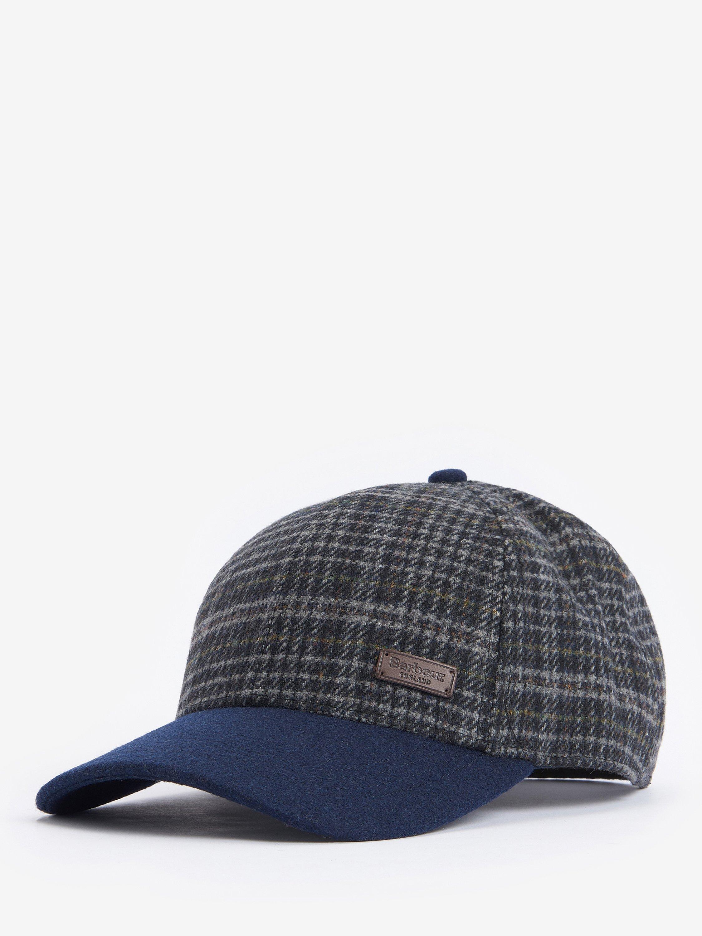 Barbour Clyde Tartan Wool Blend Baseball Cap Navy Grey Plaid