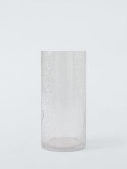 John Lewis Crackle Glass Column Vase, H23.5cm, Clear, Clear