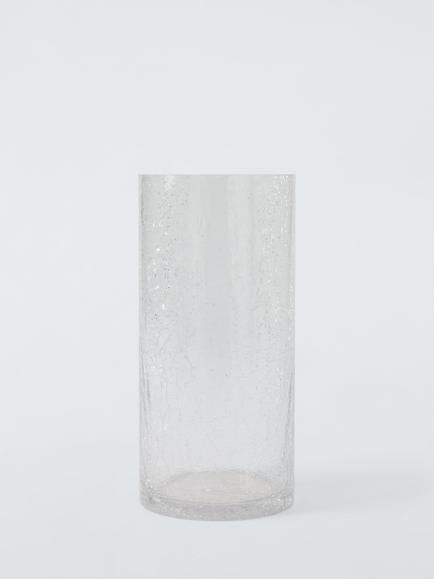 John Lewis Crackle Glass Column Vase, H23.5cm, Clear, Clear
