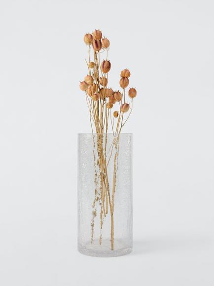 John Lewis Crackle Glass Column Vase, H23.5cm, Clear - view 2, Clear