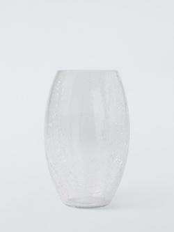 John Lewis Crackle Glass Barrel Vase, H25cm, Clear, Clear