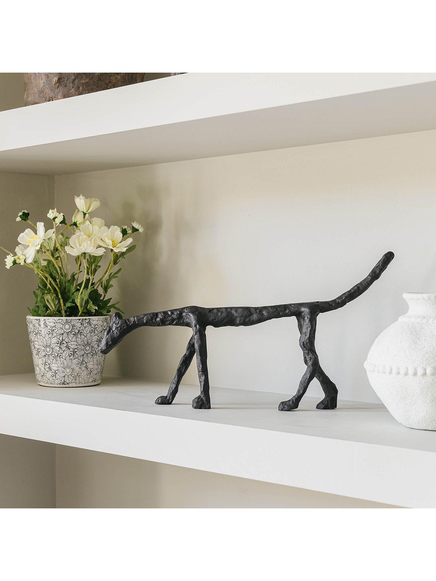 One.World Hand-Pressed Aluminium Dog Statue, Black