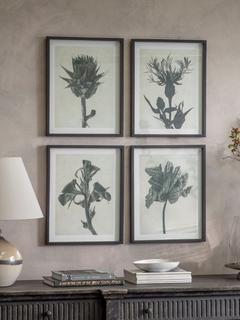 One.World Brookby Monochrome Floral I Wood Framed Print, Set of 4, 50 x 40cm, Black/White
