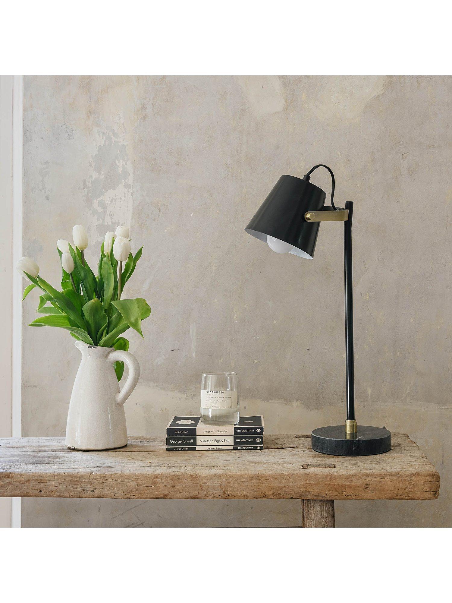 One.World Derby Complete Table Lamp, Round Base, Black