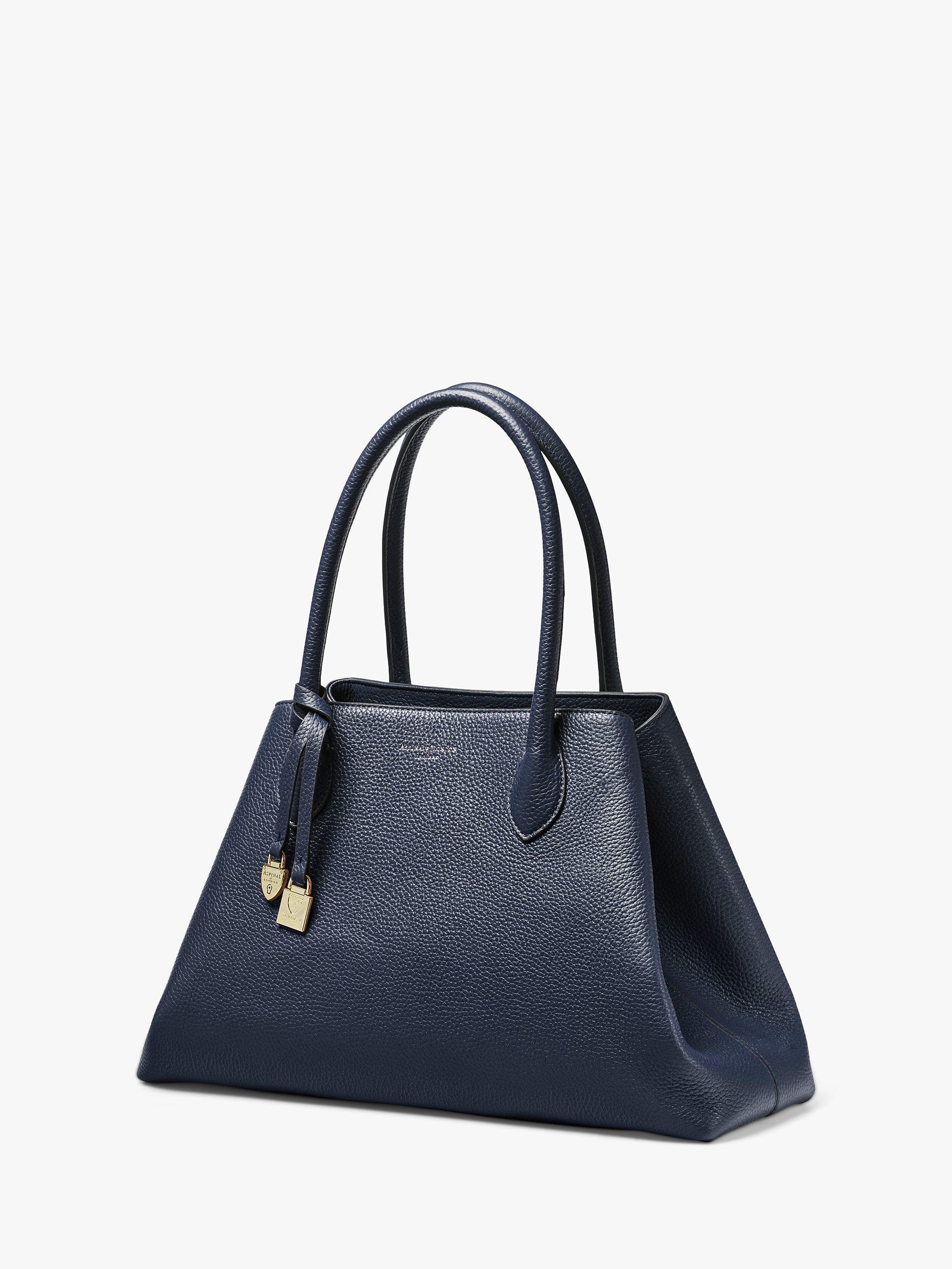 Product image 2 of 4, which shows Aspinal of London Large Pebble Leather Paris Bag, Navy