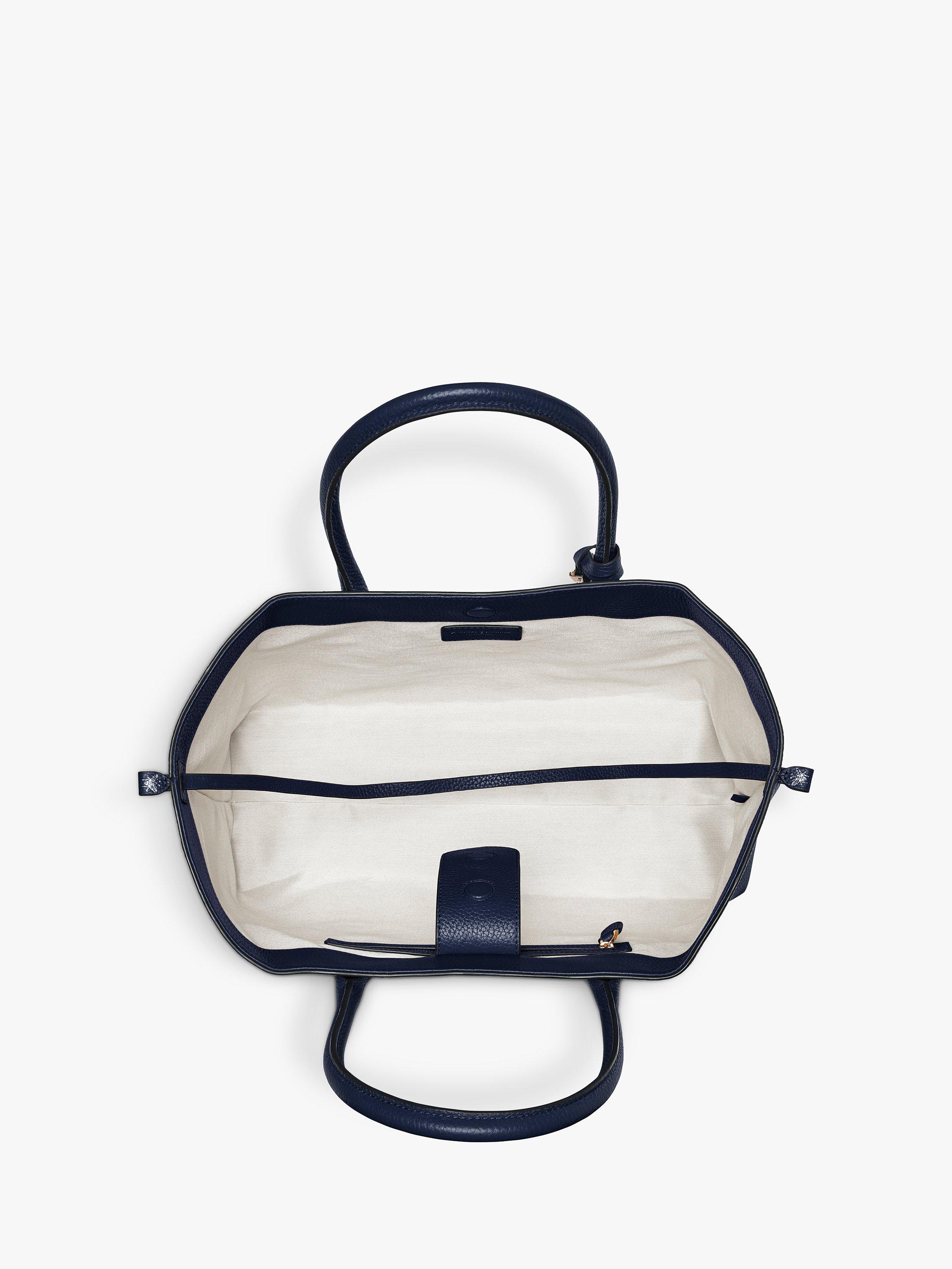 Product image 3 of 4, which shows Aspinal of London Large Pebble Leather Paris Bag, Navy