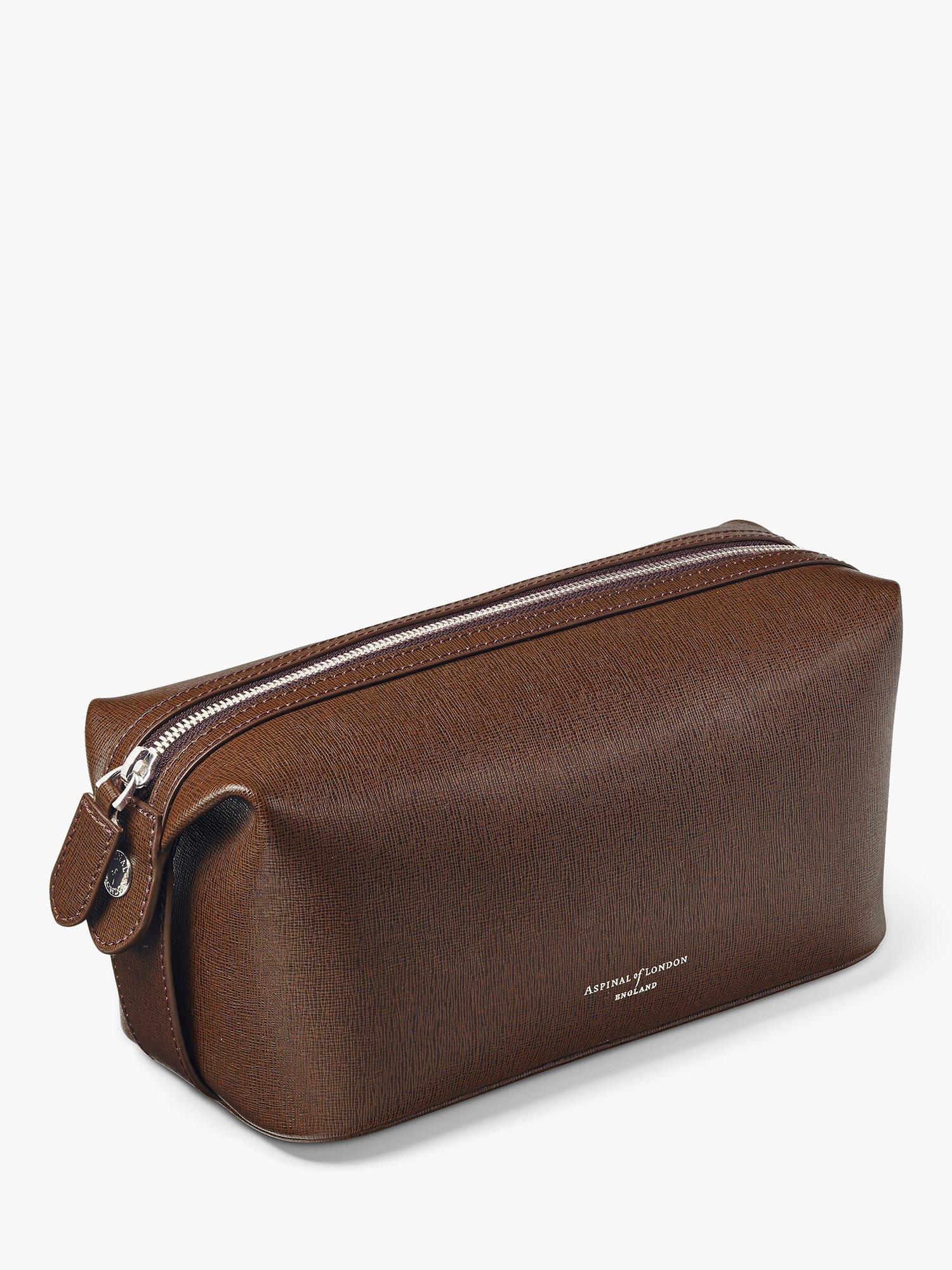Aspinal of London Mount Street Saffiano Leather Wash Bag, Coffee